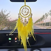 cheap Dreamcatcher-Pink Dream Catcher Handmade Gift with Feather Wall Hanging Decor Art Wind Chimes Boho Style Car Hanging Home Pendant