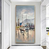 abordables Peintures paysages-Mintura main bateau paysage peintures à l&#039;huile sur toile mur art décoration moderne abstrait image pour la décoration intérieure roulé sans cadre non étiré peinture