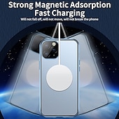 abordables Coques iPhone-téléphone Coque Pour iPhone 14 Pro Max Plus iPhone 13 12 11 Pro Max Adsorption Magnétique Avec Magsafe Double Face Antichoc Verre Trempé Métal