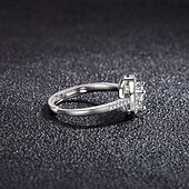 economico Anello di Nozze-Anello Matrimonio geometrico Argento Strass Argento sterling S925 Cuori Moda Semplice Lusso 1 pc / Per donna / Anello aperto / Orecchino singolo / Anello regolabile