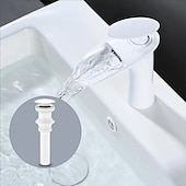 voordelige Klassiek-waterval badkamer wastafel mengkraan, mono wastafel enkele handgreep wastafelkranen met warme en koude slang monobloc vat water messing kraan badrandcombinaties