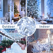billige Elektrisk støpsel-juleslyngelys utendørs 20m 200leds 8 moduser plugg inn julepynt varme hvite lys fest hage juledekor belysning ac220v 230v 240v eu plugg