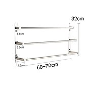 cheap Towel Bars-3-Tiers Towel Rack Stainless Steel Bath Towel Bar  Towel Rail Wall Mount Mirror Polished Silvery 60/70cm