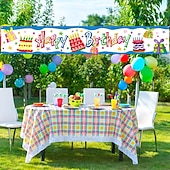cheap Outdoor Flags &amp; Banners-Happy Birthday Banner, Birthday Banner Decorations, Birthday Outdoor &amp; Indoor Hanging Decor, Holidays Party Decor Supplies 300*50cm (10ft*18.9 Inch)