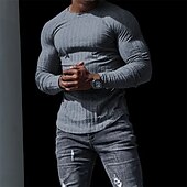 preiswerte Basic-T-Shirts-Herren T Shirt Langarmshirt Langarm Rundhalsausschnitt Frühling &amp; Herbst Einfach Designer Lässig Bequem Straße Sport Ferien Schwarz Weiß Grau Top T-Shirt für Herren