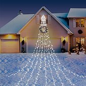 baratos Luzes de cordas de férias-Luzes de Corda de Árvore de Natal Solar 350 LED com 8 Modos e Temporizador Luzes Estrelas Exteriores à Prova d&#039;Água para Decoração de Janela de Natal Jardim Casamento Decoração de Férias