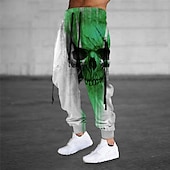 お買い得  スウェットパンツ-男性用 スウェットパンツ ジョガー ズボン ドローストリング サイドポケット 弾性ウエスト スカル グラフィック 履き心地よい 高通気性 スポーツ・アウトドア カジュアル 日常 コットン混 テリー ストリートファッション デザイナー ブルー パープル マイクロエラスティック
