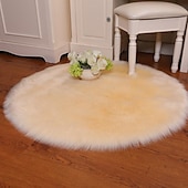 abordables tapis salon et chambre-Tapis en peluche doux coussin de chaise de couleur unie coussin de couverture de chevet de chambre à coucher tapis rond