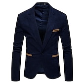 billige Herre Klassiske Blazere-Herre Kordfløyel jakke Blazer Virksomhet Feriereise Holdbar Fritid / hverdag Lomme Vinter Vår &amp; Vinter Ensfarget / vanlig farge Oppvarminger Komfort Rett Krage Normal Burgunder Mørk Marinebl