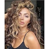 economico Parrucche trendy sintetiche-parrucche sintetiche lunghe ricci per le donne parrucca di repalcement dei capelli dell&#039;onda sciolta rosa bianca riccioli soffici parrucca del partito quotidiano parrucca ondulata lunga parrucche del
