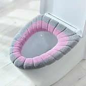 お買い得  トイレのふたとタンクカバー-柔らかい便座カバーパッド 厚くて暖かい 伸縮性のある洗える布 トイレはすべての楕円形の便座にフィットします