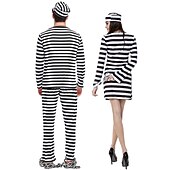 tanie Stroje dla par i grup-stroje dla par więźniarskich zabawny kostium stroje dla par unisex film cosplay cosplay czarny kostium karnawał maskarada łatwe kostiumy karnawałowe
