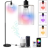 cheap Table&amp;Floor Lamp-LED Floor Lamp with Suspended Bubble Glass Shade and Unique LED Bulbs Suitable for Bedroom and Living Room Modern Vertical Industrial Lamp High Pole Lamp Suitable for Office