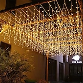 cheap Solar String Lights-Elegant Wedding Reception Party Icicle String Lights Christmas Lights Outdoor Decorations 3x0.8m Solar LED Garland Curtain Light Outdoor Indoor 8 Modes With Remote For Party Wedding