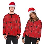 abordables Sudaderas y sudaderas con capucha divertidas-Papá Noel Gato Hombre de pan de jengibre Suéter de navidad Sudadera Hombre Mujer Navidad Navidad Carnaval Mascarada Nochebuena Adultos Fiesta Navidad Poliéster Cima
