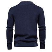 preiswerte Herren Strickjacke-Herren Pullover Strickjacke Pullover mit Viertelreißverschluss Gerippt Stricken Zip Strick Einfarbig Stehkragen Warm-Ups Moderne zeitgenössische Freizeitskleidung Urlaub Bekleidung Herbst Winter