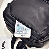 abordables Sacs à dos de Collège-Sac à dos en similicuir noir pour homme avec poche avant zippée – Sac élégant et imperméable pour ordinateur portable, idéal pour le travail, l&#039;université ou les déplacements quotidiens
