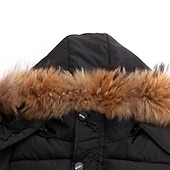 billiga Pojkars dunjacka och parka-Barn Pojkar Ner Hoodiejacka Pufferjacka Ytterkläder Ensfärgat Långärmad Ficka Täcka Utomhus Häftig Dagligen Svart Kaki Höst Vinter 7-13 år
