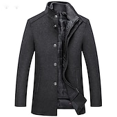 preiswerte Herren-Blazer &amp; -Anzüge-Herren Wintermantel Wollmantel Mantel Freizeitskleidung Ausgehen Winter Herbst POLY warm halten Draussen Oberbekleidung Bekleidung Modisch Warm-Ups Einfarbig Tasche Ständer Einreihiger Verschluss