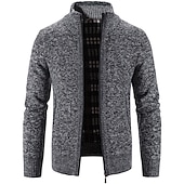 preiswerte Herren Strickjacke-Herren Pullover Strickjacke Zip Pullover Reißverschluss Pullover Jacke Fleece Pullover Stricken Feste Farbe Ständer Essential Casual Bekleidung Winter Schwarz Burgunderrot S M L