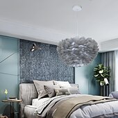 cheap Pendant Lights-LED Pendant Light  Ostrich Feather Bedroom Cord Adjustable 3000-6000K 40CM Feather Chandelier Romantic Decorative Hanging Ceiling Light Fixture for Girls Room Bedroom