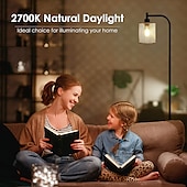 economico lampada da tavolo e da terra-lampada da terra industriale per soggiorno, lampada da terra con paralume in rete di ferro sospesa, lampadina led 8w, lampada da terra alta con interruttore a pedale per camera da letto, nero
