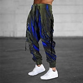 お買い得  スウェットパンツ-男性用 スウェットパンツ ジョガー ズボン ドローストリング 弾性ウエスト リボン グラフィック 履き心地よい 高通気性 スポーツ・アウトドア カジュアル 日常 コットン混 テリー ストリートファッション デザイナー ルビーレッド ブルー マイクロエラスティック
