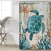 levne Sprchové závěsy-Závěs do sprchy s háčky 180cm*180cm(70&quot;*70&quot;) polyester pratelný voděodolný vzor oceánské krajiny