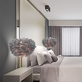 cheap Pendant Lights-LED Pendant Light  Ostrich Feather Bedroom Cord Adjustable 3000-6000K 40CM Feather Chandelier Romantic Decorative Hanging Ceiling Light Fixture for Girls Room Bedroom