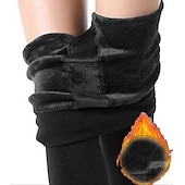 preiswerte Fleece gefütterte Leggings-Damen Fleecehosen Strumpfhosen Leggins Modisch In voller Länge Einfarbig Bauchkontrolle Kolbenheber Komfort elastisch Casual Schwarz Wein Marineblau Braun