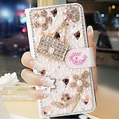 levne Pouzdra pro iPhone-Třpytivé pouzdro z umělé kůže pro iPhone 16, 15, Pro Max Plus, 14, 13, 12, 11, Pro Max Mini, SE, X, XR, XS Max, 8, 7, Plus – lesklý flipový kryt s přihrádkami na karty, celoplošná ochrana proti nárazům