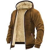 cheap Fleece Sweatshirts-Men&#039;s Zip Hoodie Sweatshirt Sweat Jacket Sherpa Black White Wine Army Green Navy Blue Hooded Solid Color Zipper Cool Basic Casual Winter Clothing Apparel Hoodies Sweatshirts  Long Sleeve