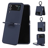 Χαμηλού Κόστους Samsung Θήκη-Θήκη τηλεφώνου για Samsung Galaxy Z Flip 6 Z Flip 5 Z Flip 4 Z Flip 3 Θήκη Flip με δαχτυλίδι σε ομοιόμορφο χρώμα σιλικόνης