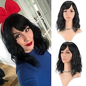 baratos Perucas de festa-Peruca Curta Loiro com Mechas Rosas Perucas com Franja Peruca Bob Cacheada e Ondulada Sintética com Comprimento até os Ombros para Meninas Fantasias de Halloween e Festas de Cosplay