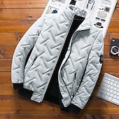 economico Piumini e parka da uomo-Per uomo Piumino Giacca bomber Giacca trapuntata Zip intera Informale Da tutti i giorni Standard Casual quotidiano Di moda Antivento Tenere al caldo Autunno Inverno Righe e Plaid Nero Verde chiaro