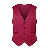 cheap Men&#039;s Vest-Men&#039;s Vest Waistcoat Wedding Daily Wear Going out Festival Business Basic Fall &amp; Winter Pocket Polyester Breathable Soft Comfortable Solid Colored Single Breasted V Neck Regular Fit Black Cream Gray