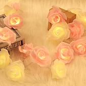 economico Striscie luci a batteria-elegante festa di nozze ricevimento rose luci stringa – a batteria rosso/rosa/bianco 6m/3m/2m 40/20/10 led ghirlanda di fiori artificiali per San Valentino