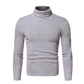 economico magliette di base-Per uomo Maglietta Maglia a collo alto Camicia a Maniche Lunghe Manica Lunga Colletto arrotolato Autunno Angosciato Essenziale Casuale Nero Bianco Blu marino Maglietta Top per Uomo