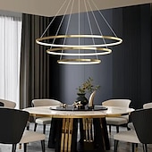 cheap Circle Design-3-Light LED Pendant Light 80/60/40cm Circle Matte Brushed Design Gold Aluminum Painted Finishes Modern Dining Living Room Lights ONLY DIMMABLE WITH REMOTE CONTROL