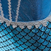 abordables Disfraces de Niña-Niños Chica Vestido Sirena Sin Mangas Rendimiento Disfraz Algodón Vestido de cambio Verano Primavera 3-6 años de edad Azul Piscina Morado