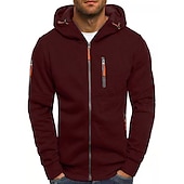 abordables sudaderas basicas hombre-Hombre Sudadera Sudadera con capucha y cremallera Chaqueta deportiva Táctico Azul marinero Rojo tinto Negro Blanco Azul Real Con Capucha Bloque de color Cremallera Fresco Invierno Ropa Sudaderas con