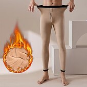 preiswerte Schlaf unten-Herren Lange Unterhosen Thermounterwäsche Thermohose Einfarbig Strumpfhosen / Leggings Heim Täglich Polarvlies Warm Hose Elastische Taille Winter Dunkelgray