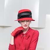 お買い得  パーティーハット-ビンテージ スタイルのエレガントな 100% ウール / フェザー付きフランネル帽子 / トリム 1pc 特別な行事 / 休日のかぶと