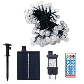 abordables Guirlandes solaires-Guirlande lumineuse solaire à LED, 10 m/20 m/30 m/50 m, lumières acryliques étanches pour l&#039;extérieur avec télécommande, plug-in pour les vacances de Noël, les fêtes,&amp;amp;décoration de jardin prise