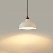 economico Luci a sospensione-lampada a sospensione a led nero / bianco 13,7 &quot;mini lampada a sospensione in legno di caucciù paralume in metallo nero opaco lampade a sospensione moderne per agriturismo, soggiorno da pranzo, bar,
