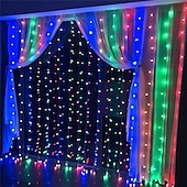 abordables Guirlandes lumineuses à brancher-Guirlande lumineuse à LED pour rideau de fenêtre de réception de fête de mariage élégante 3x3m&amp;amp;Guirlande lumineuse de Noël en forme d&#039;étoile scintillante, 6 x 3 m, 600 LED, pour la maison, le