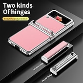 cheap Samsung Cases-Phone Case For Samsung Galaxy Z Flip 5 Z Flip 4 Z Flip 3 Back Cover Bumper Frame Pencil Holder Plating Solid Colored PC PU Leather