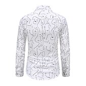 economico camicia da uomo con bottoni-Per uomo Pop art Camicia Manica lunga Camicia Colletto classico Informale Giornaliero Bianco Abbigliamento Semplice