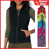 economico Gilet-Per donna Giubbino da escursione Gilet di pile da escursione Inverno All&#039;aperto Tinta unica Antivento Traspirante Caldo Comodo Canottiera / Gilet / Canotta Top Campeggio e hiking Caccia Sci Nero