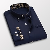 voordelige Overhemden met knopen voor heren-Voor heren Overhemd Grafisch Grafische prints Opstaande boord Zwart Wit Rood Marine Blauw blauw Werk Dagelijks Lange mouw Button-omlaag Kleding Streetwear Eenvoudig Casual Strakke pasvorm